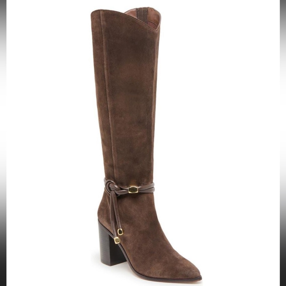 New Dolce Vita Dark Brown Suede Mid-Calf Block Heel Boots size 11